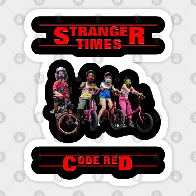 Stranger Times Code Red Sticker by madone